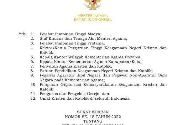 Menag Terbitkan Ketentuan Perayaan Natal 2022
